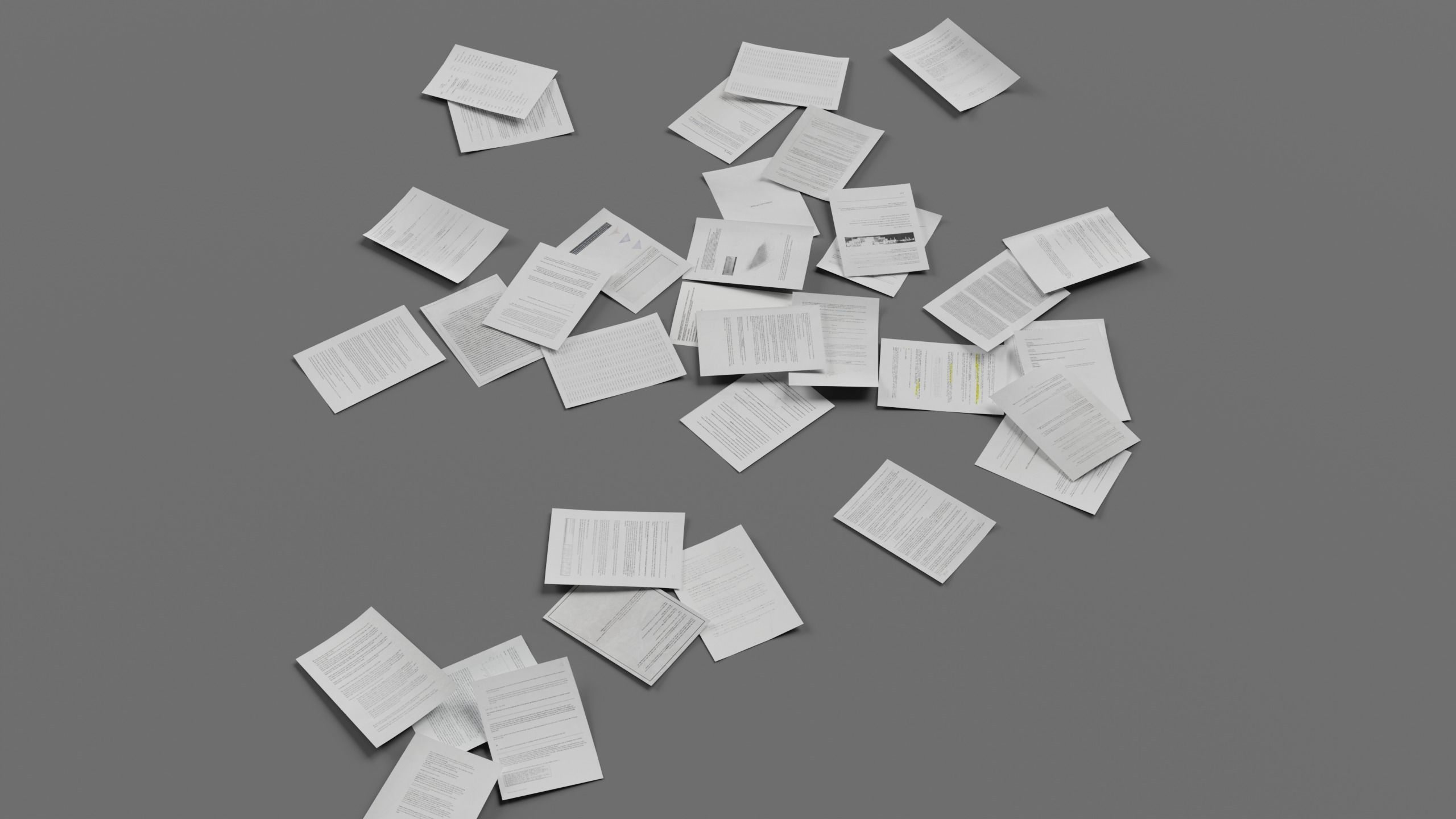 Scattered Paper Low-poly 3D model_9