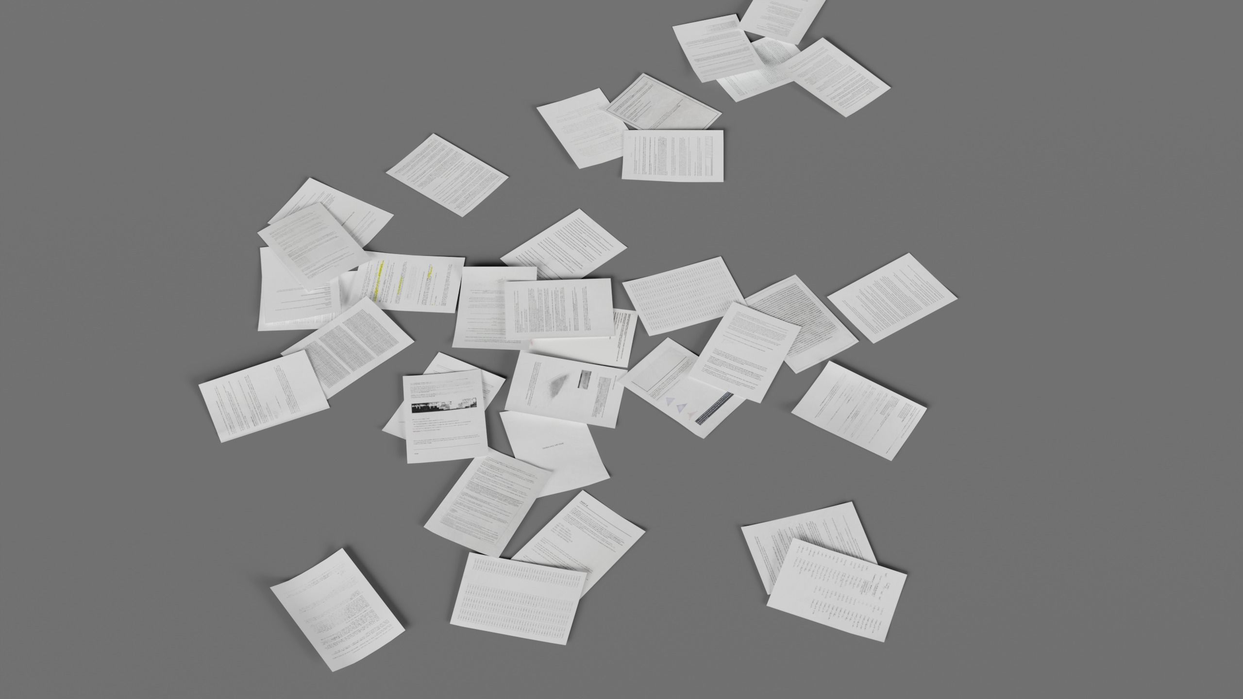 Scattered Paper Low-poly 3D model_7