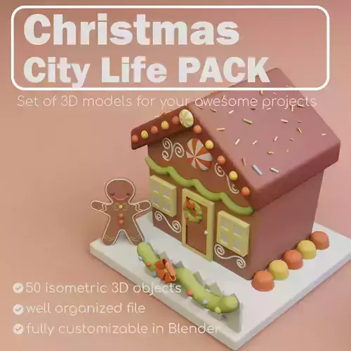 Isometric Winter City Life Pack - Christmas edition 3D model