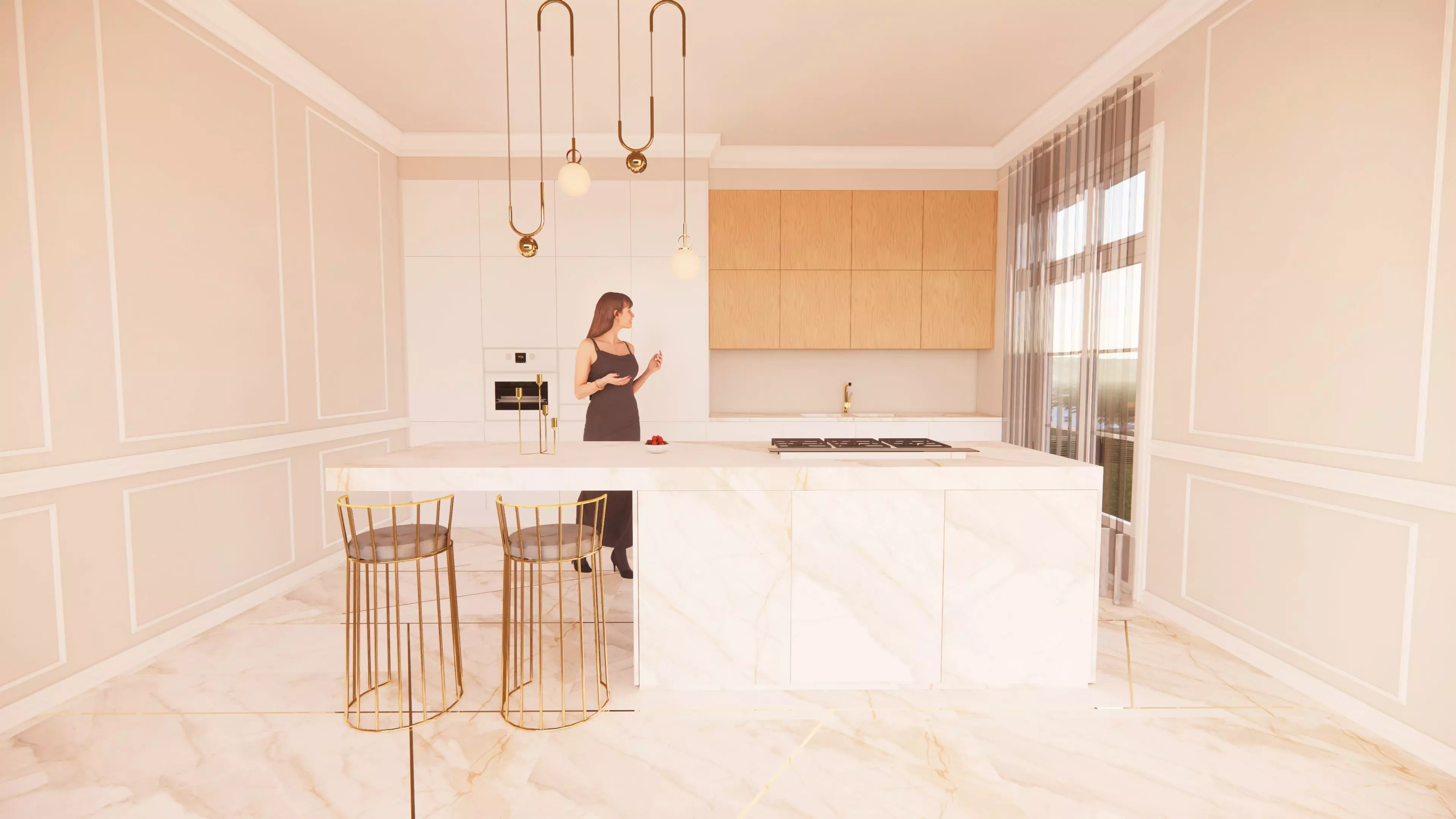 KITCHEN 5 with marble counter tops Free 3D model