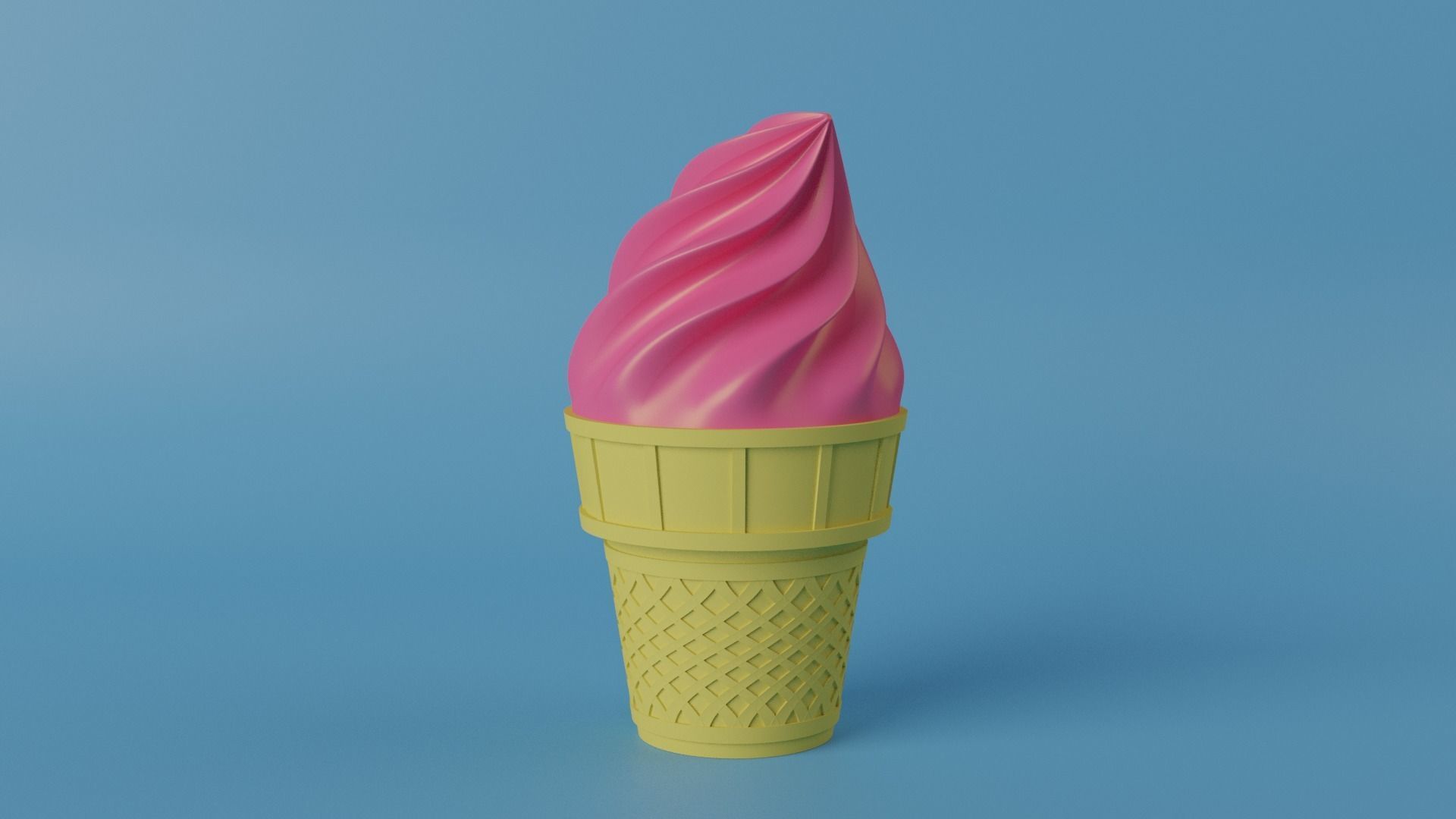 Strawberry Ice Cream 3D model_2