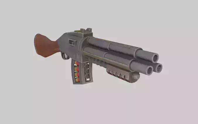 Triple shotgun Free low-poly 3D model