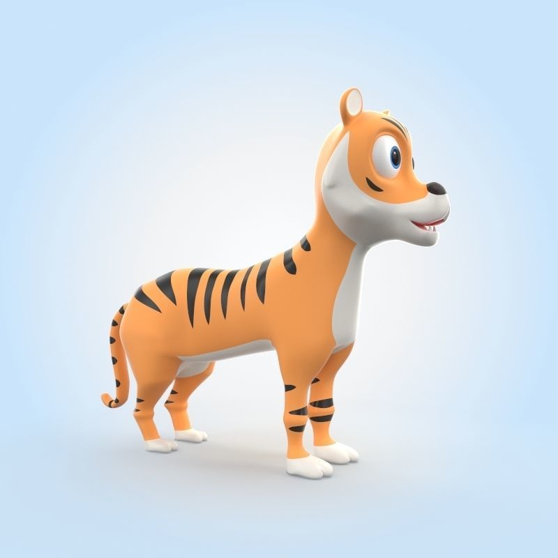 Tiger cartoon 3D model_1