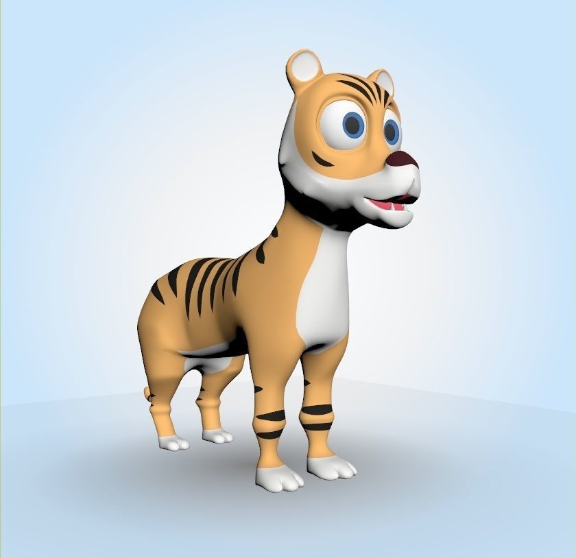 Tiger cartoon 3D model_6