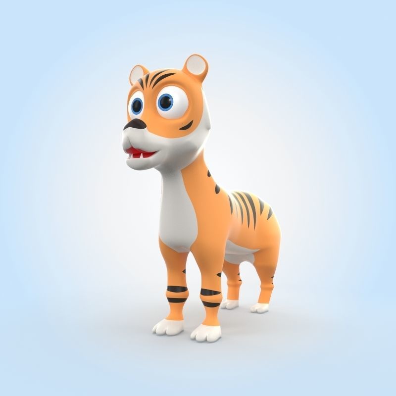 Tiger cartoon 3D model_4