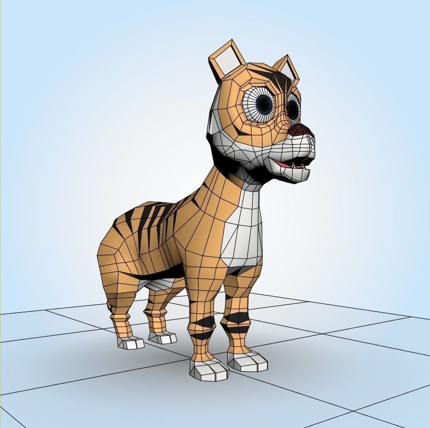 Tiger cartoon 3D model_7