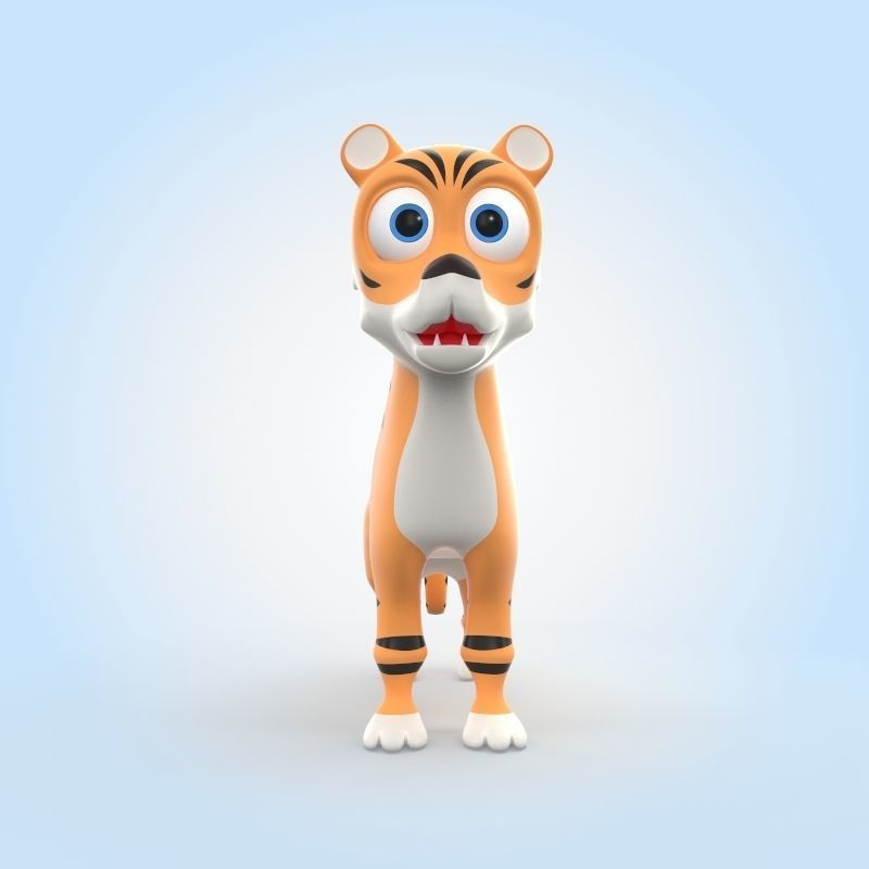 Tiger cartoon 3D model_5