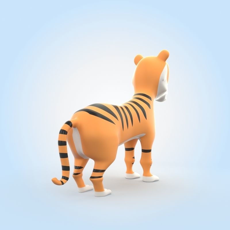 Tiger cartoon 3D model_2