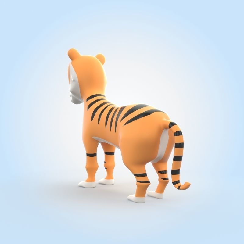 Tiger cartoon 3D model_3