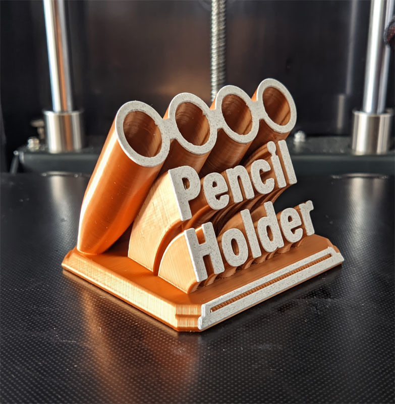 Printable Sweeping Text Plate With Pen Holder 3D print model_8