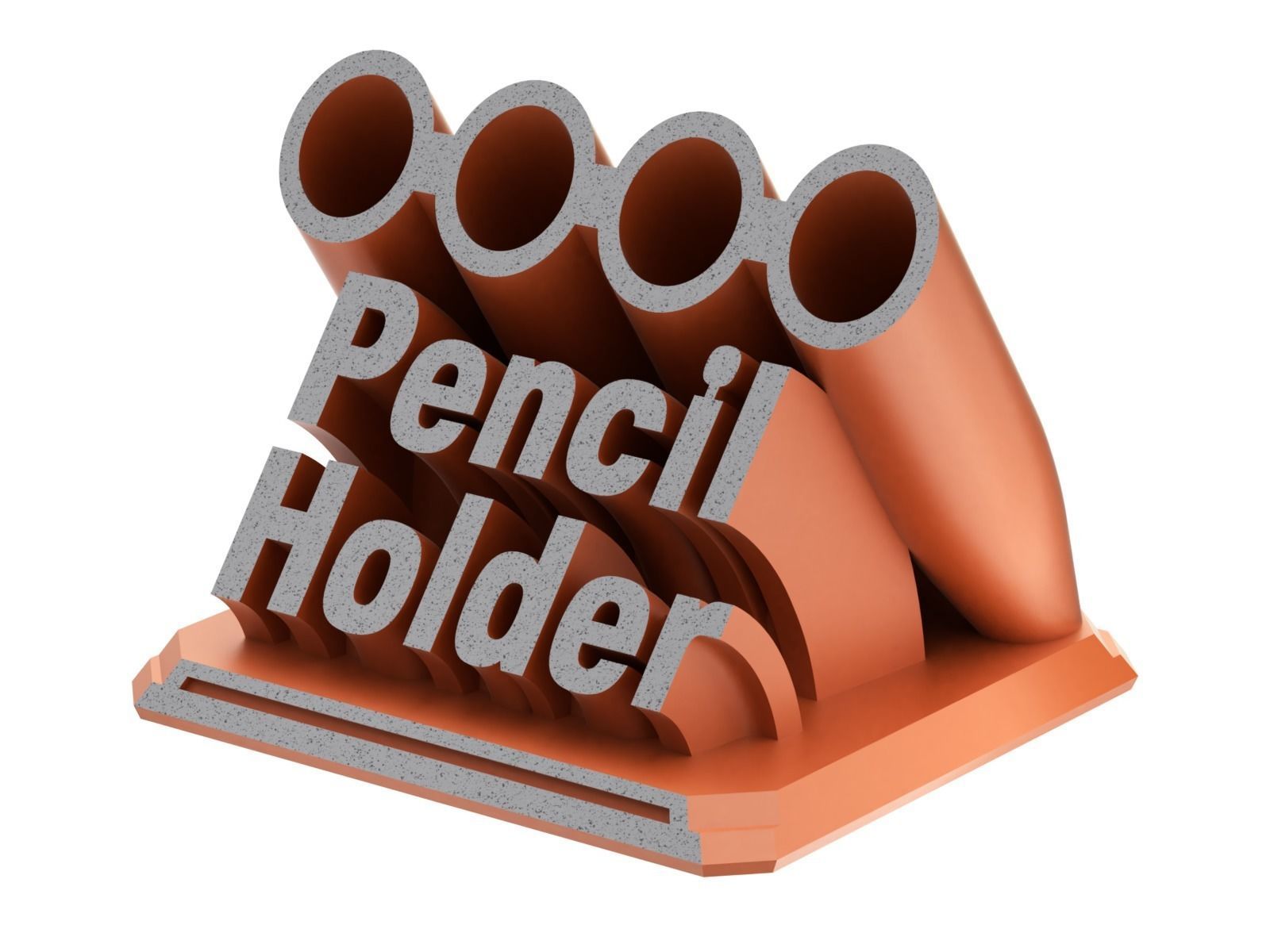 Printable Sweeping Text Plate With Pen Holder 3D print model_3