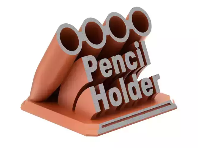 Printable Sweeping Text Plate With Pen Holder 3D print model