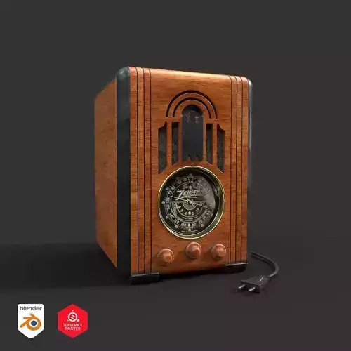 3D older wooden radio modeling  Low-poly 3D model