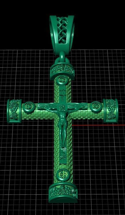 cross christian pendant in sterling silver 3D print model_13