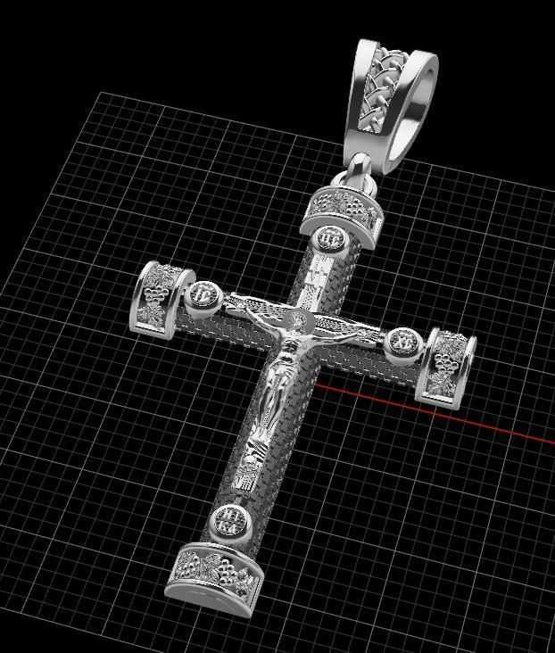 cross christian pendant in sterling silver 3D print model_10