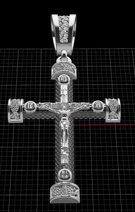 cross christian pendant in sterling silver 3D print model_8