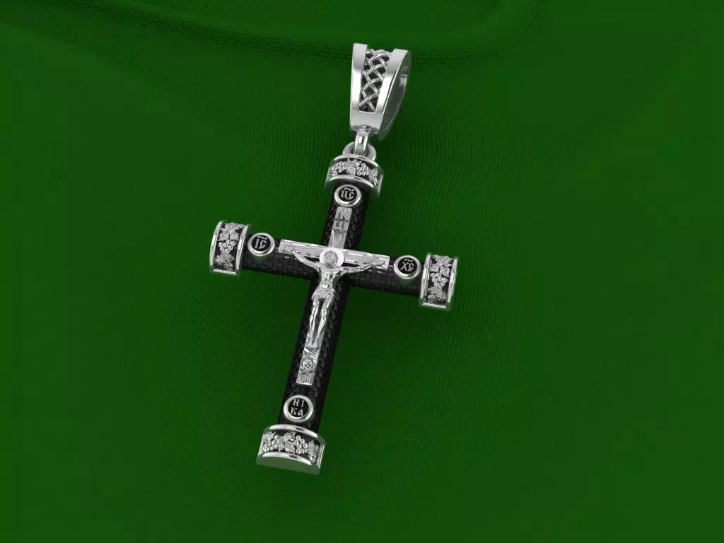 cross christian pendant in sterling silver 3D print model_0