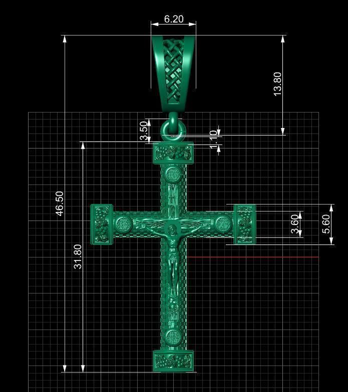 cross christian pendant in sterling silver 3D print model_18