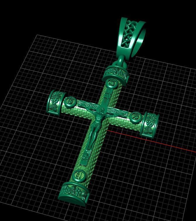 cross christian pendant in sterling silver 3D print model_12