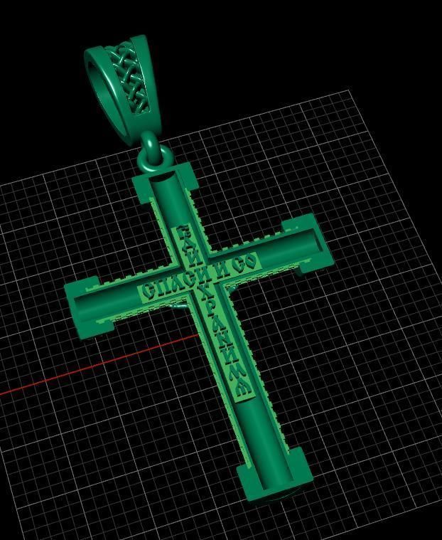 cross christian pendant in sterling silver 3D print model_15
