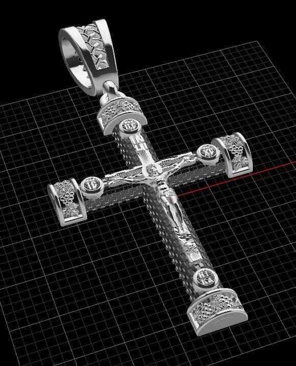 cross christian pendant in sterling silver 3D print model_9