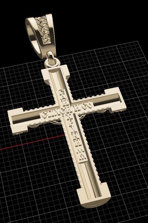 cross christian pendant in sterling silver 3D print model_6