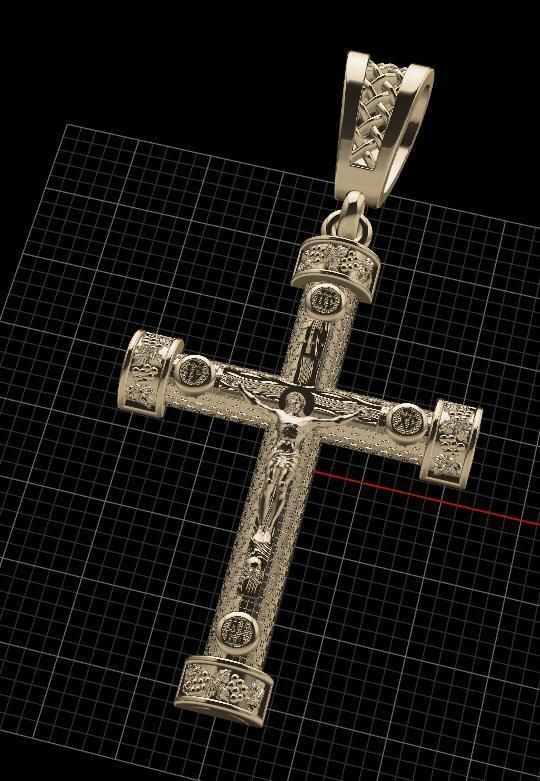 cross christian pendant in sterling silver 3D print model_4