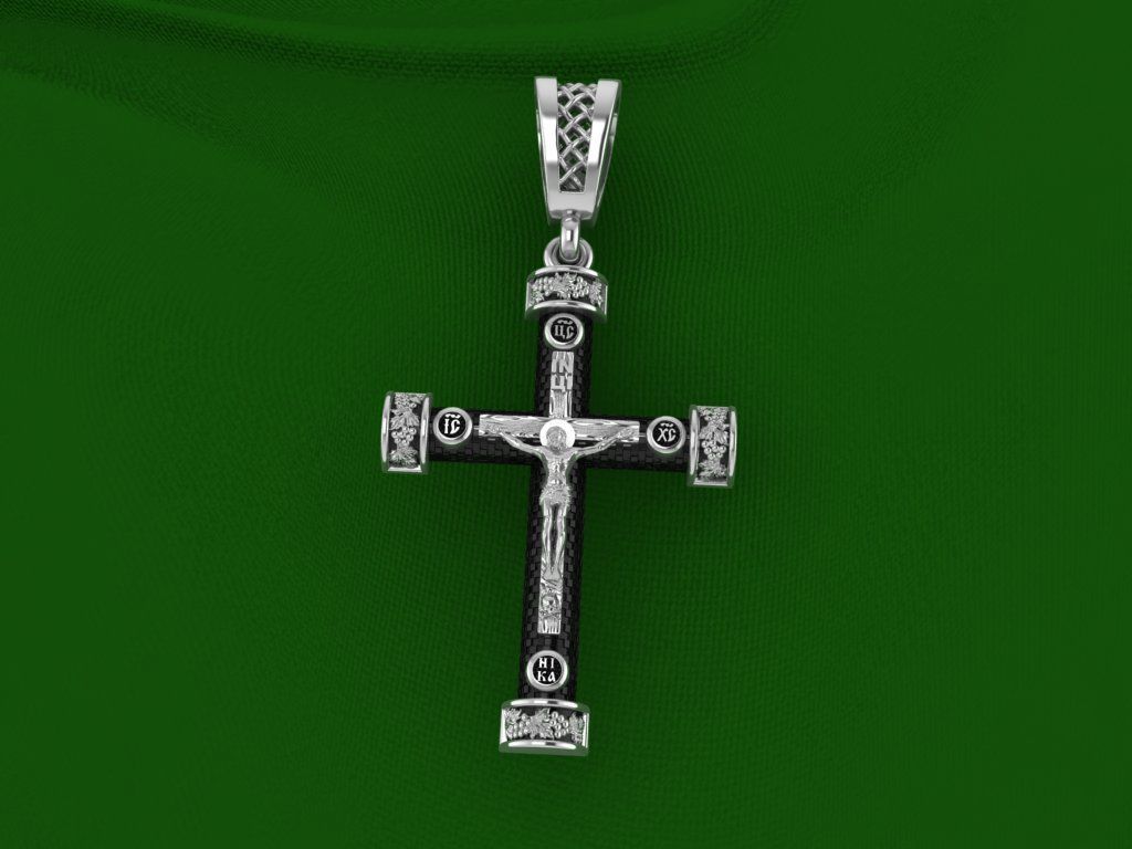 cross christian pendant in sterling silver 3D print model_1