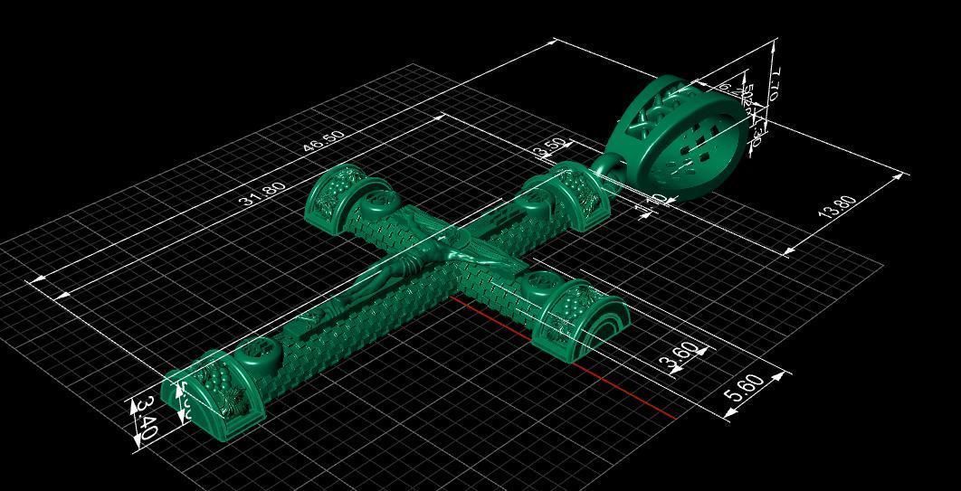 cross christian pendant in sterling silver 3D print model_20