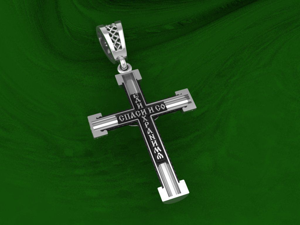 cross christian pendant in sterling silver 3D print model_3