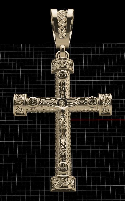cross christian pendant in sterling silver 3D print model_7