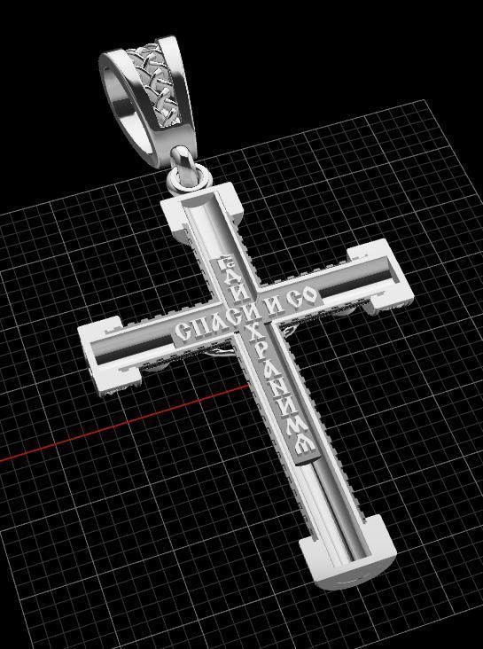 cross christian pendant in sterling silver 3D print model_11