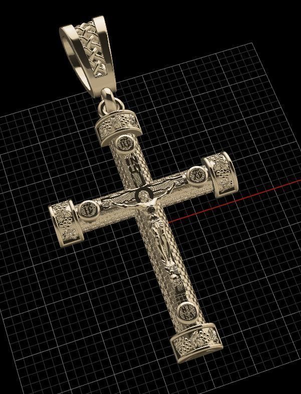 cross christian pendant in sterling silver 3D print model_5