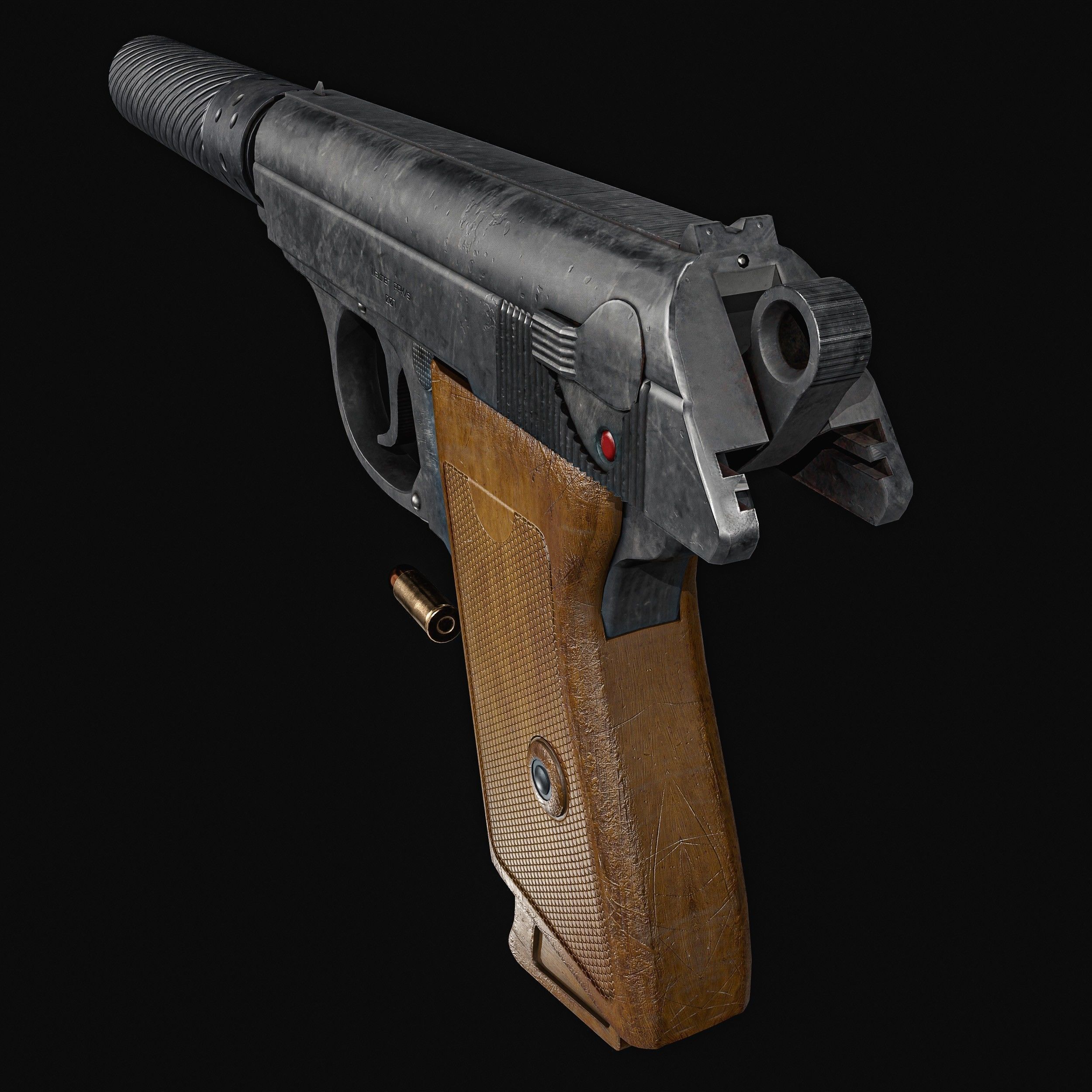 James Bond Walther PPK with Silencer Low-poly 3D model_7