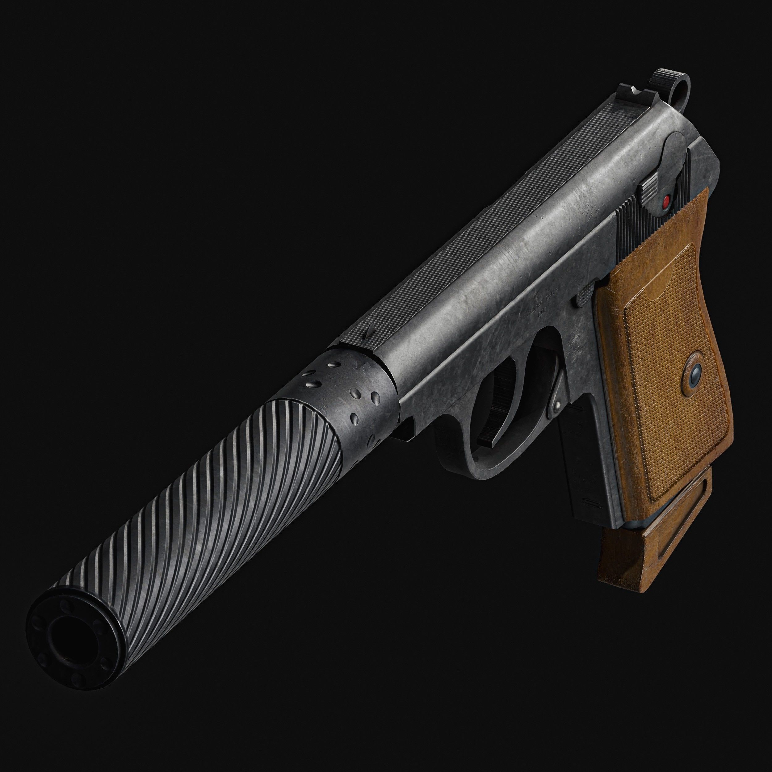 James Bond Walther PPK with Silencer Low-poly 3D model_4