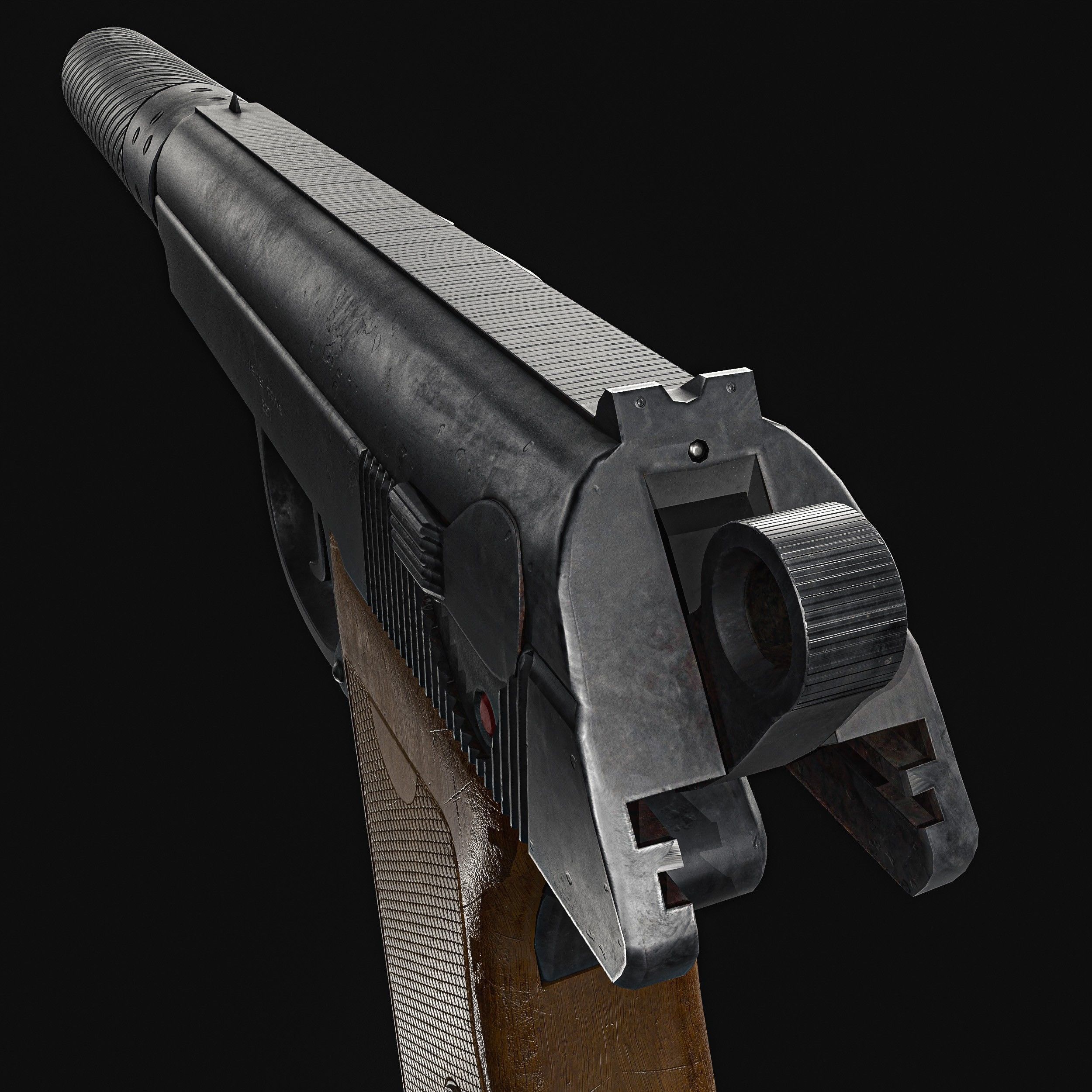 James Bond Walther PPK with Silencer Low-poly 3D model_5
