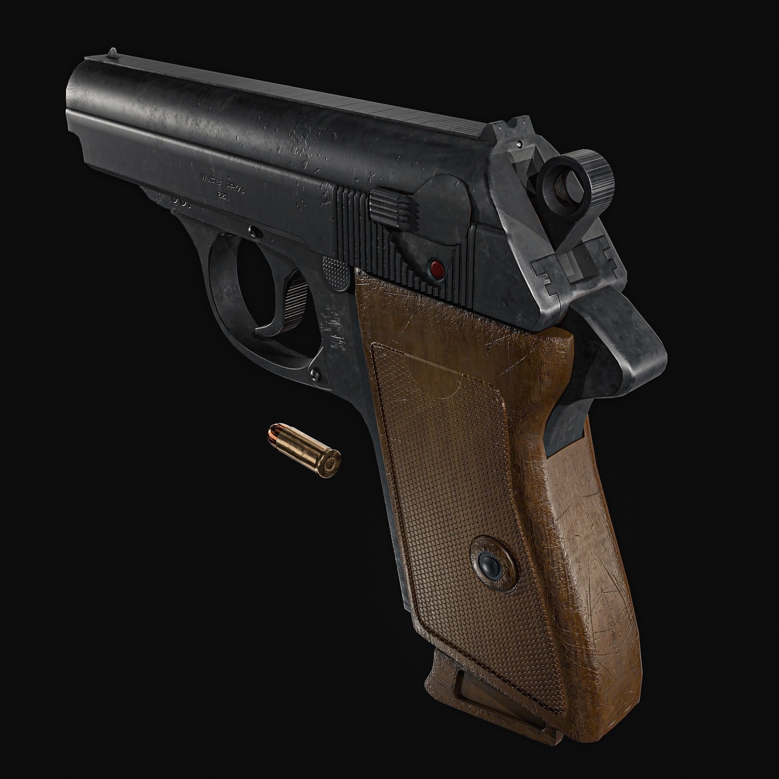 James Bond Walther PPK with Silencer Low-poly 3D model_6