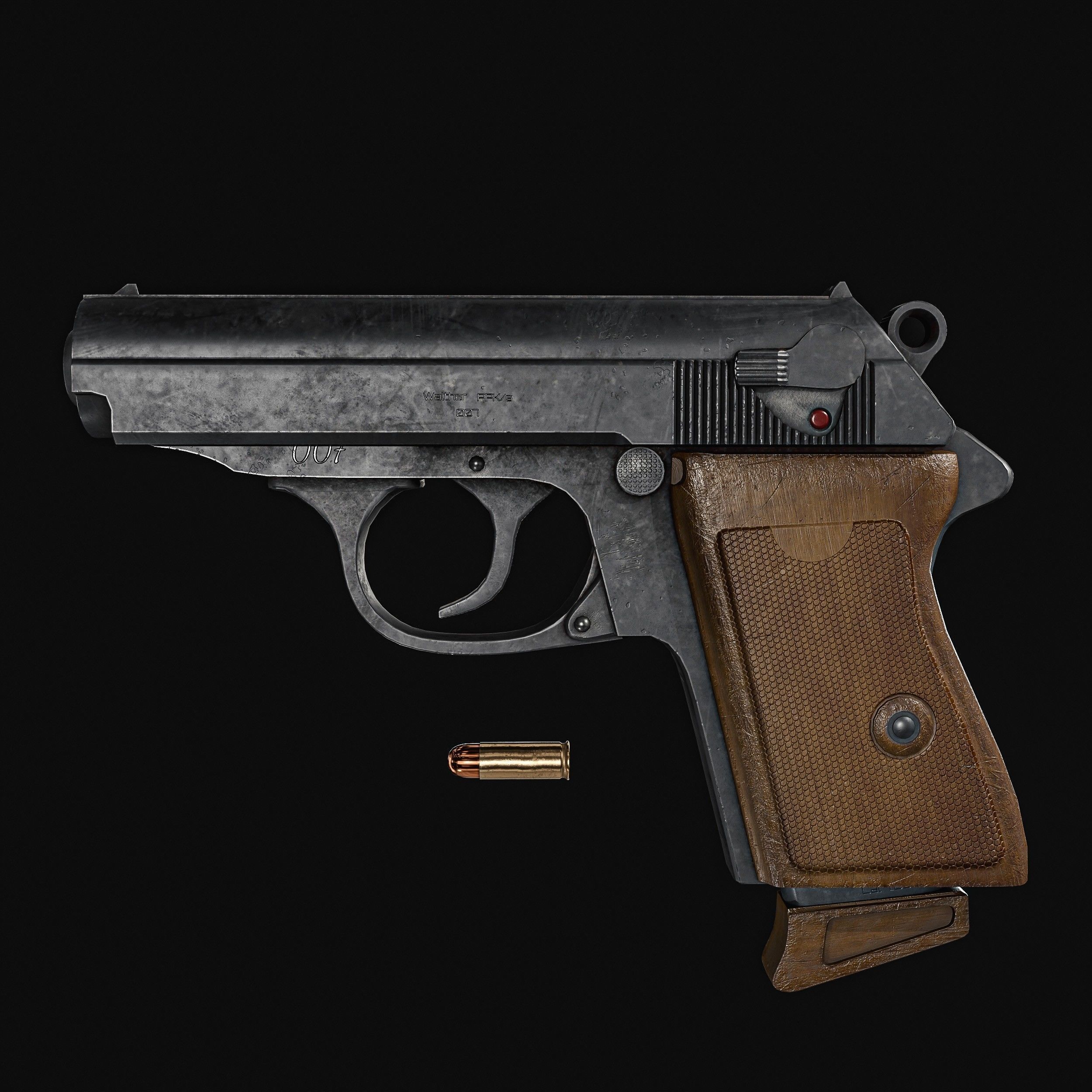 James Bond Walther PPK with Silencer Low-poly 3D model_19
