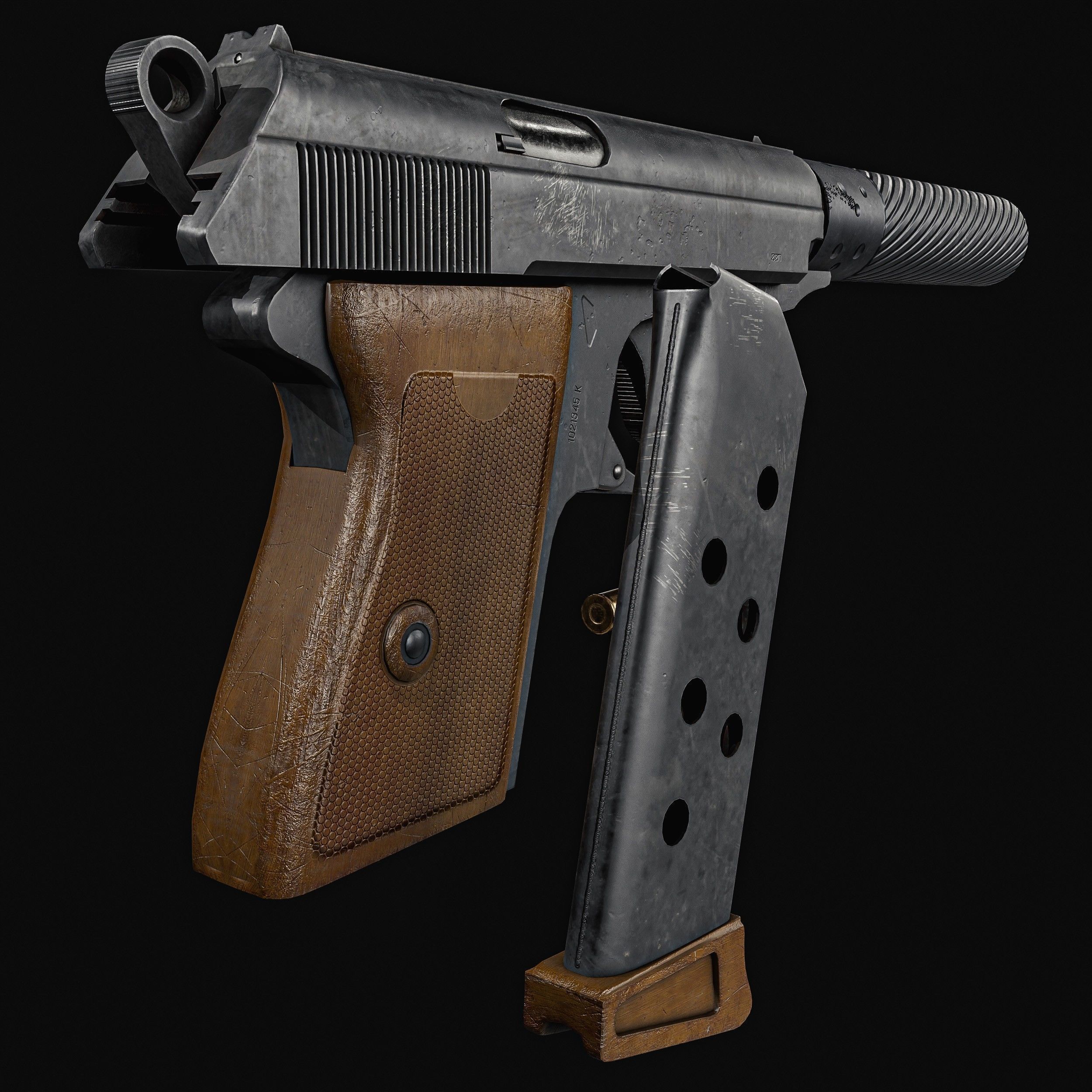 James Bond Walther PPK with Silencer Low-poly 3D model_9