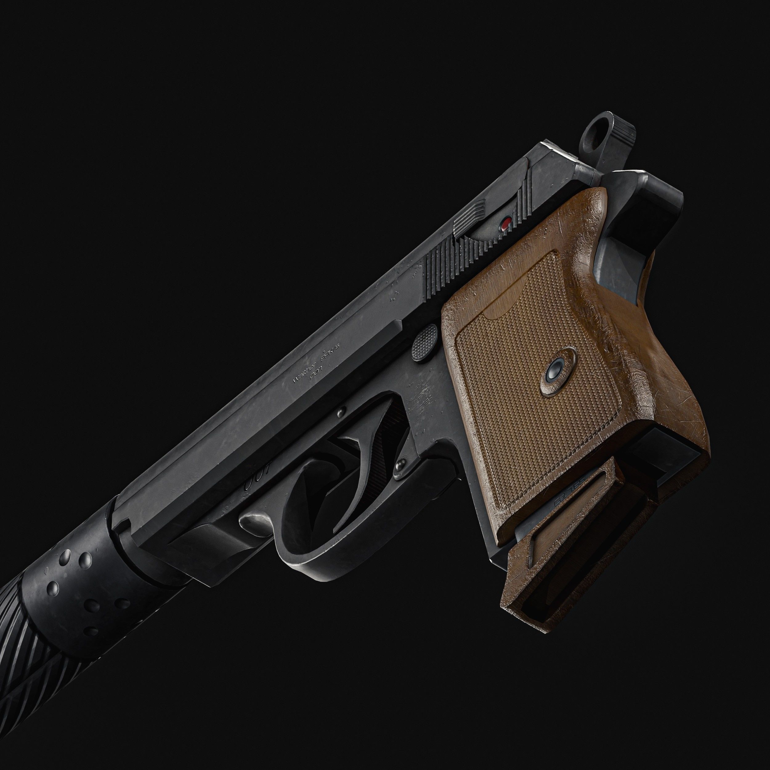 James Bond Walther PPK with Silencer Low-poly 3D model_13