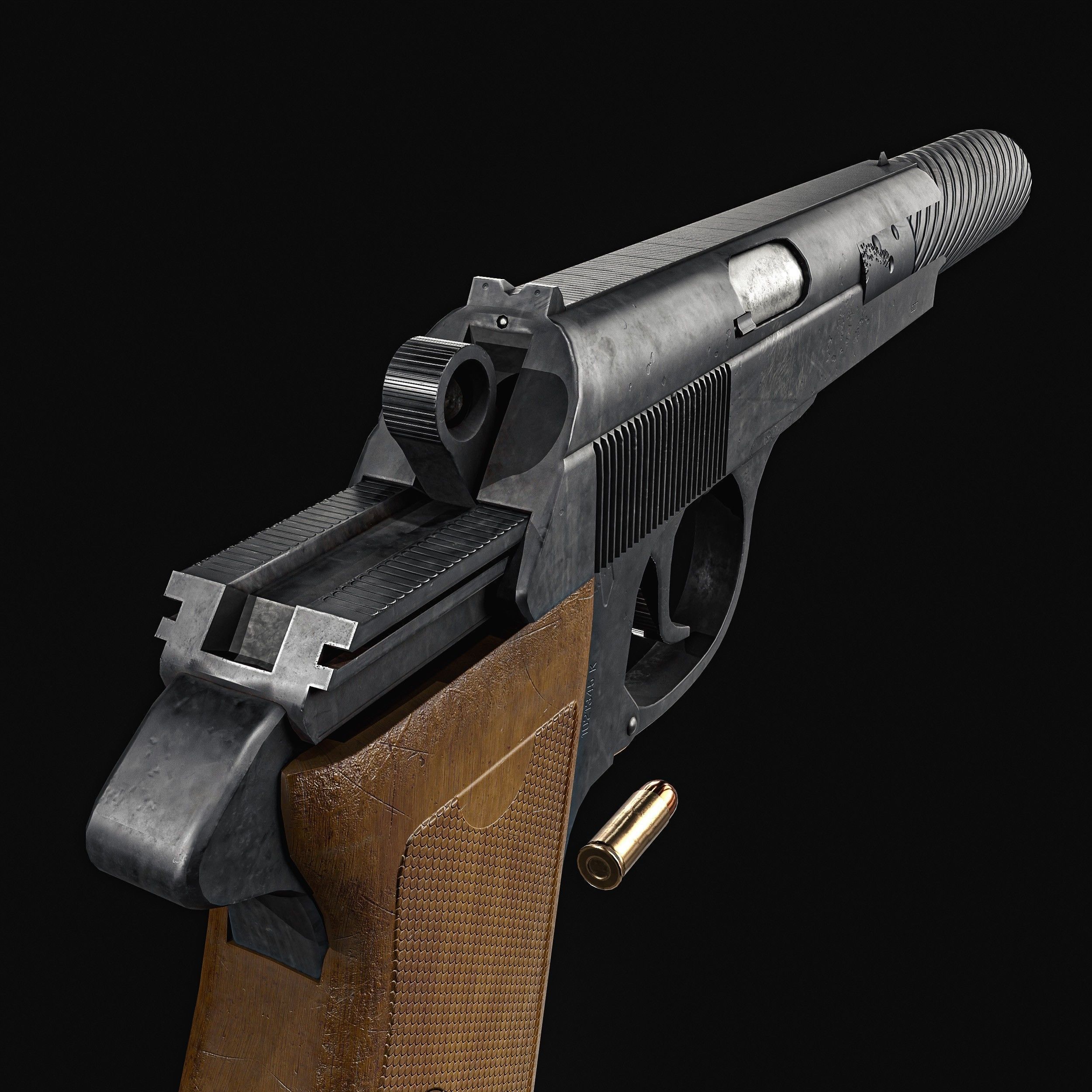 James Bond Walther PPK with Silencer Low-poly 3D model_10