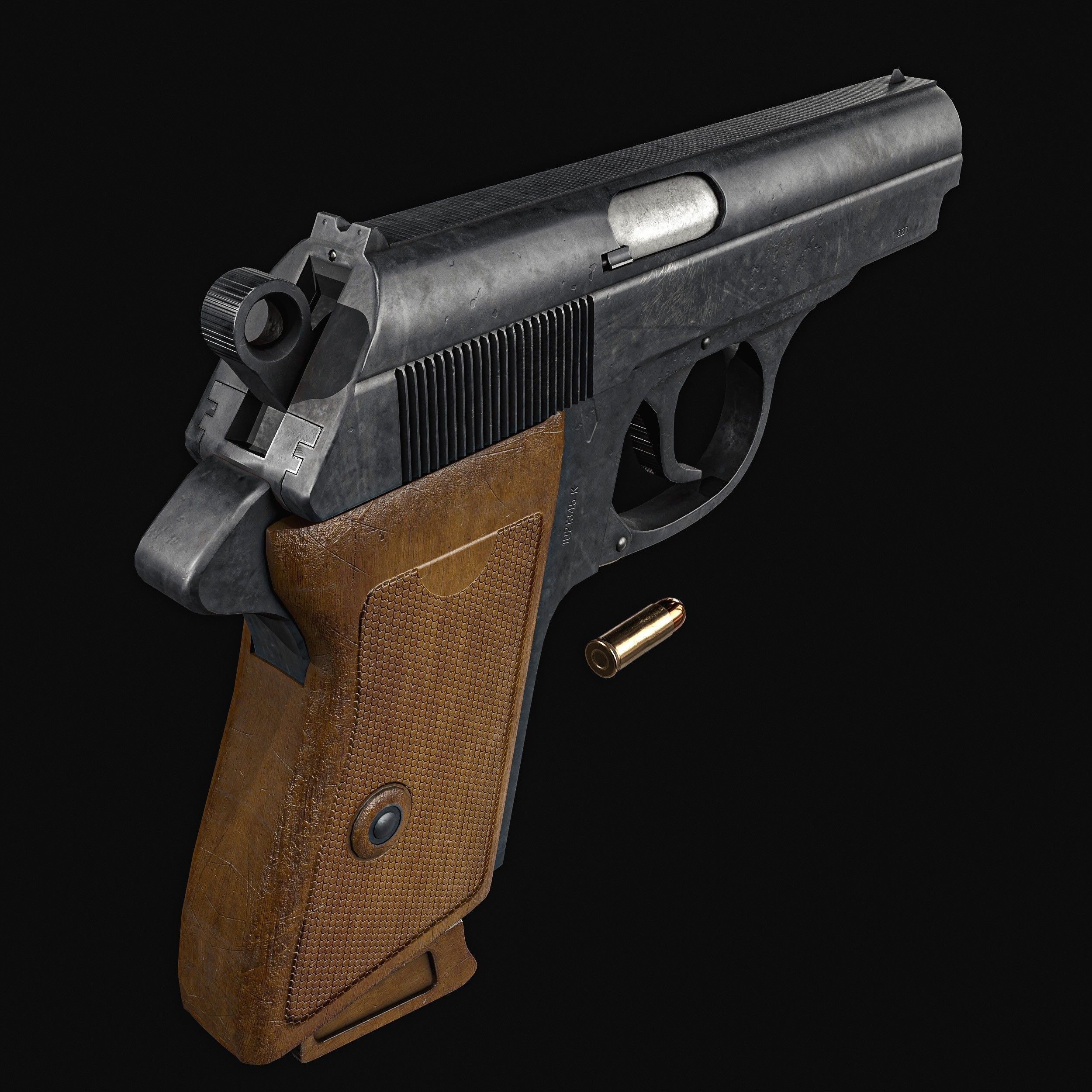 James Bond Walther PPK with Silencer Low-poly 3D model_17