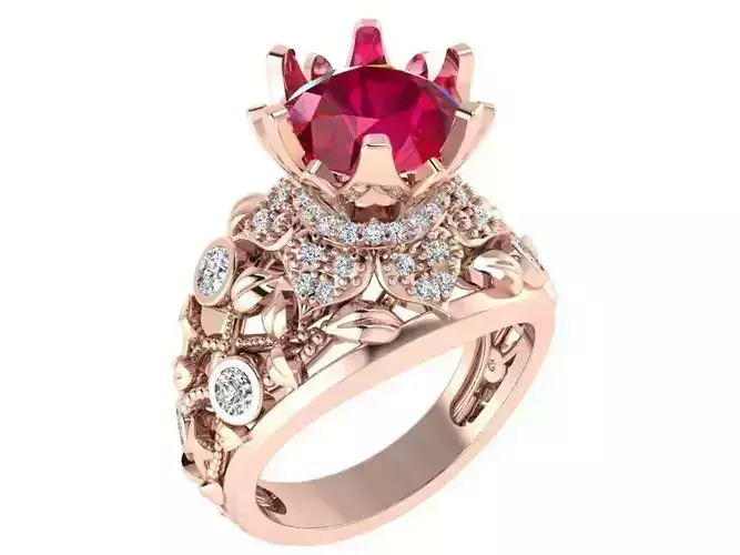 Seperated Transformer round Stone Ring 3343 3D print model