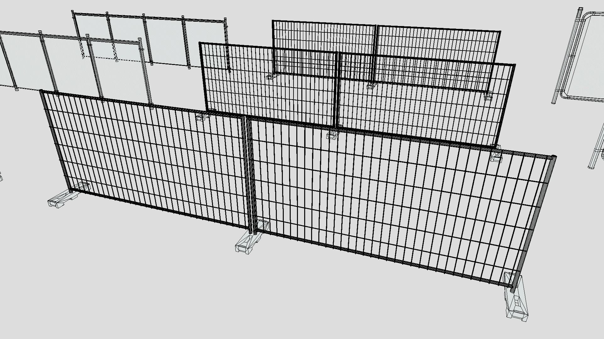 Modular Construction Site Fences Low-poly 3D model_5