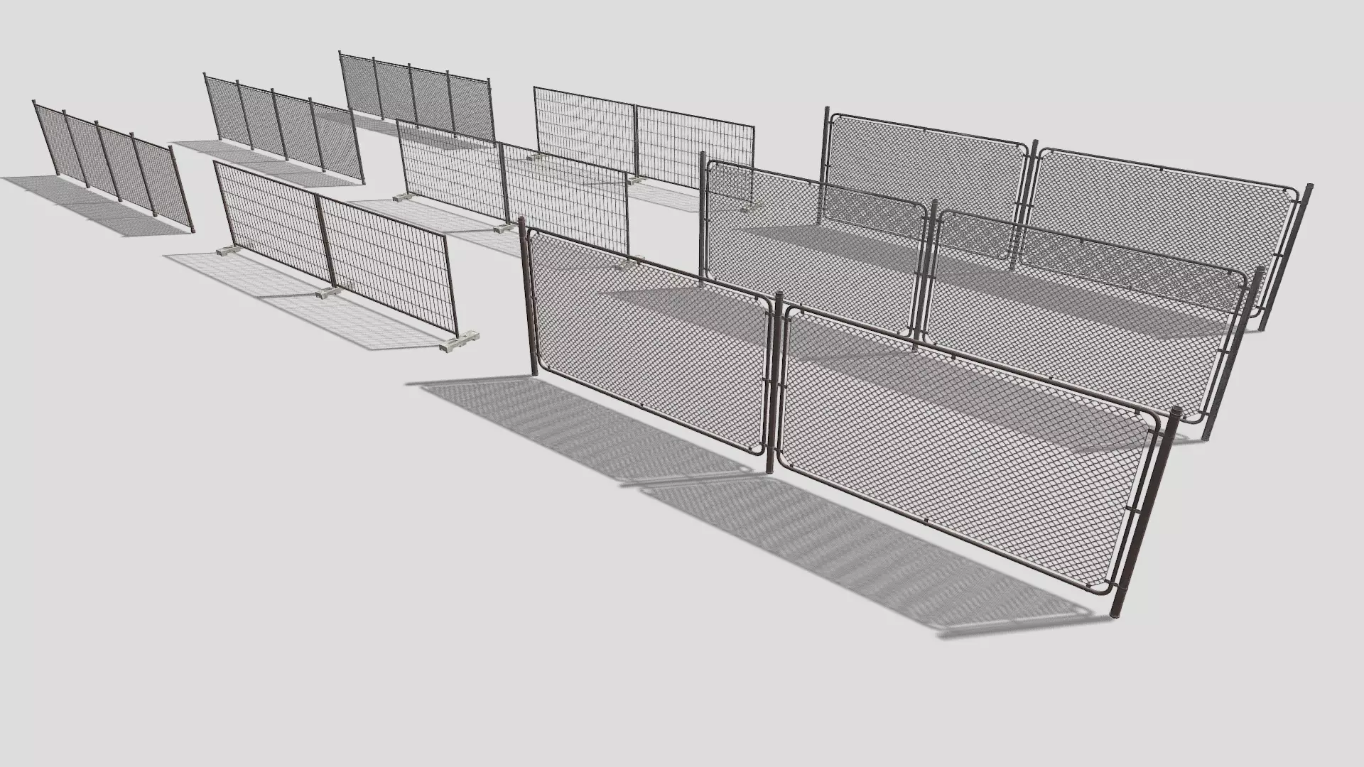 Modular Construction Site Fences Low-poly 3D model_0