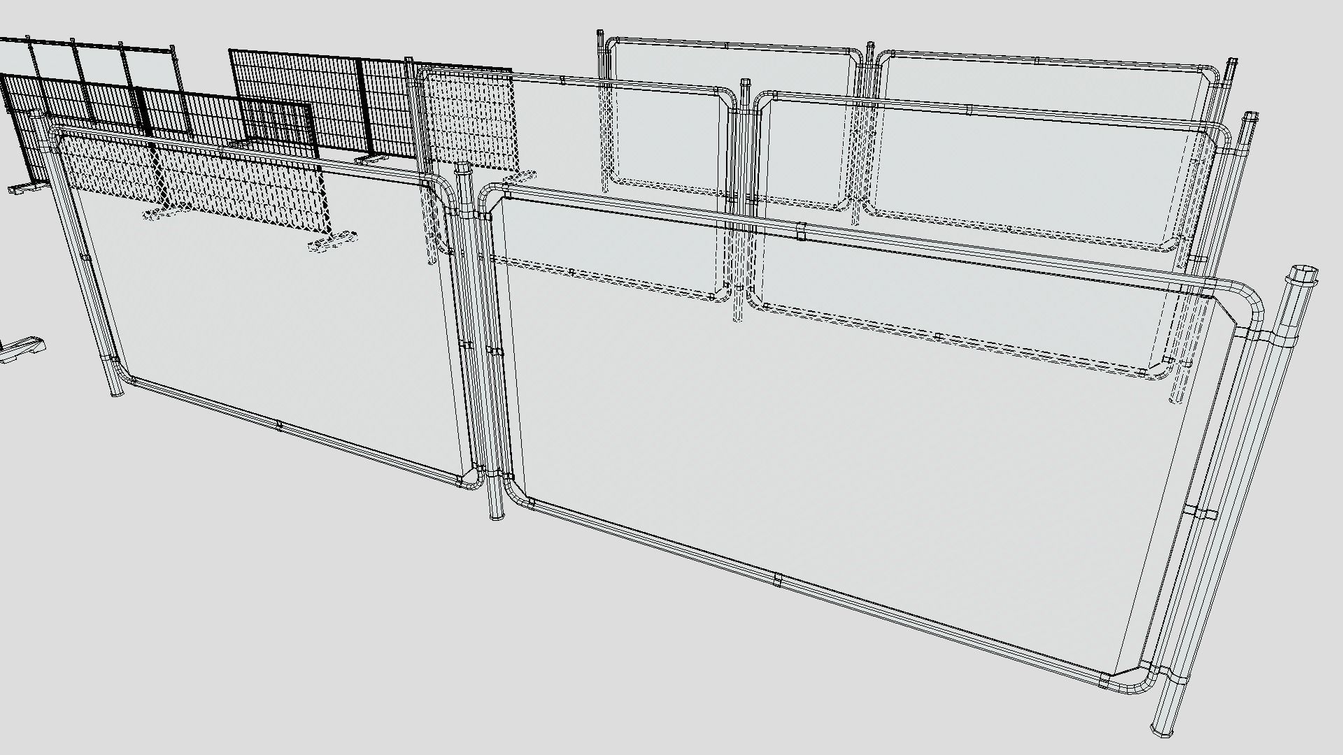 Modular Construction Site Fences Low-poly 3D model_6