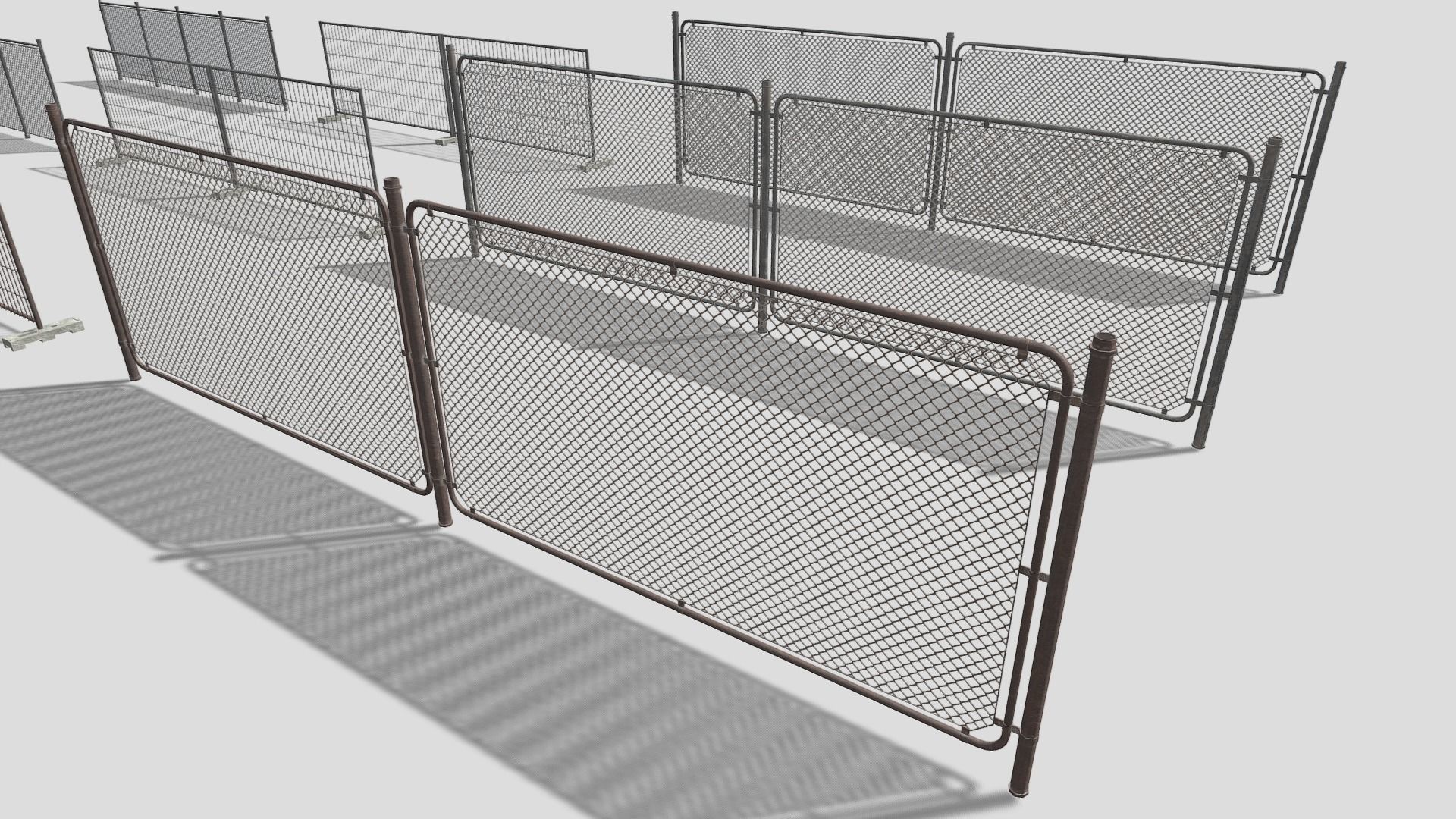 Modular Construction Site Fences Low-poly 3D model_1