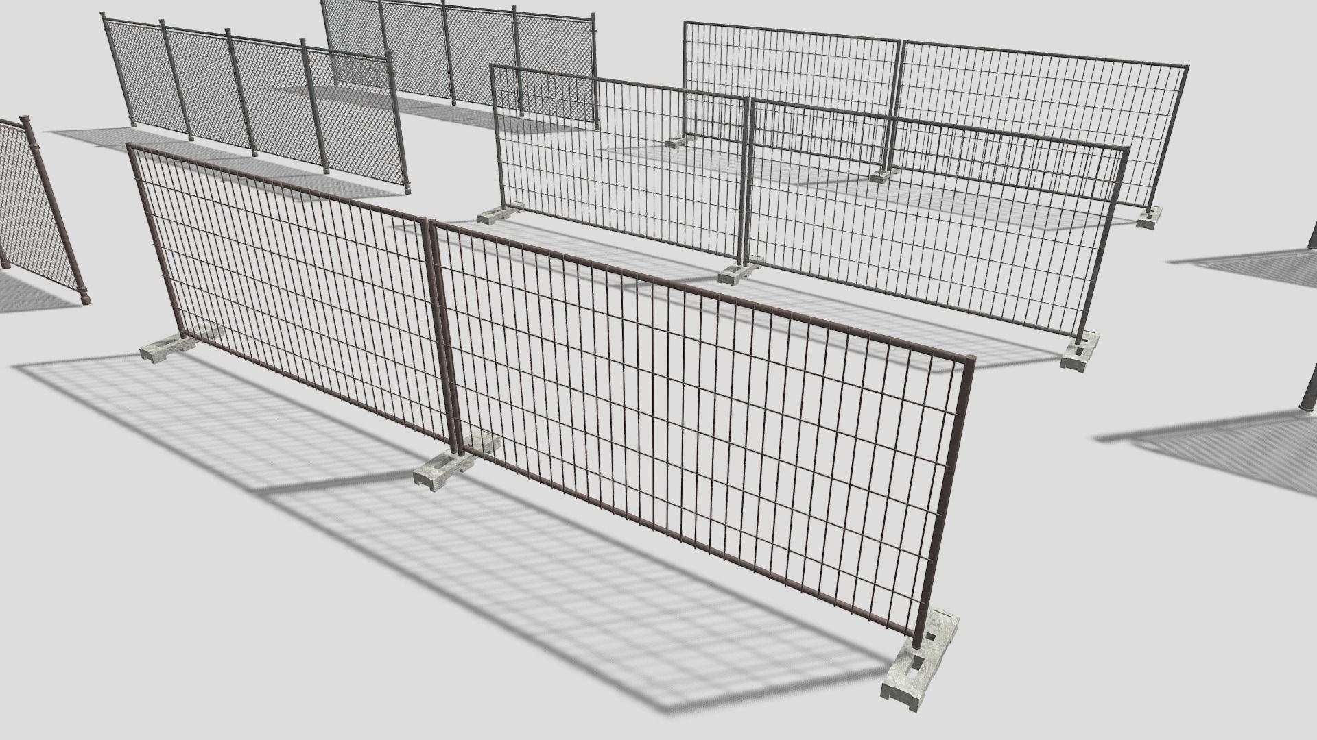 Modular Construction Site Fences Low-poly 3D model_2