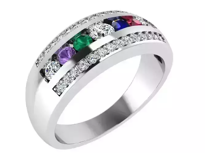 Colorful diamond signet ring 3345 3D print model 