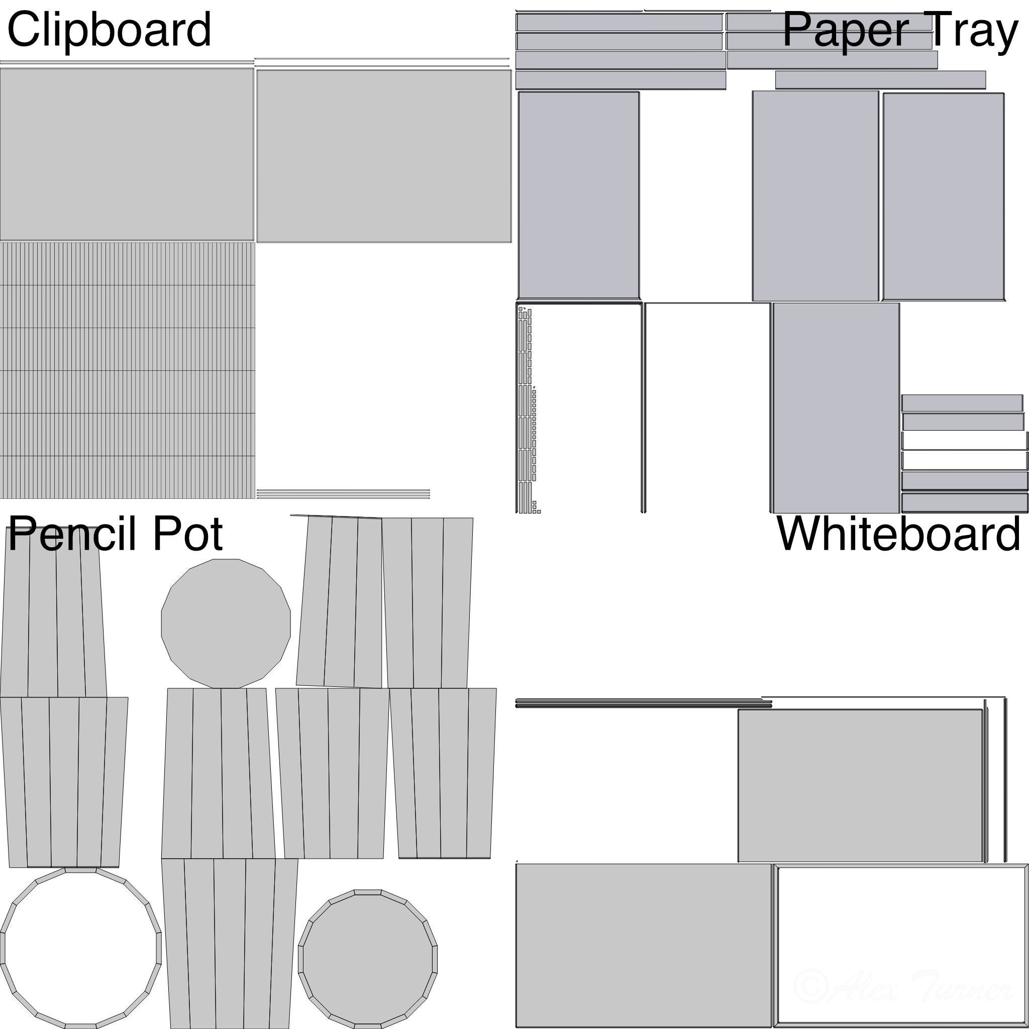 Desk Accessory Pack Low-poly 3D model_28